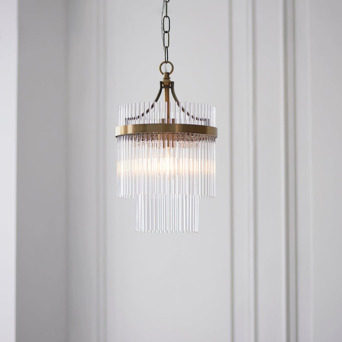 Hanging Ceiling Pendant Light - Antique brass plate & clear glass - 10W LED E27
