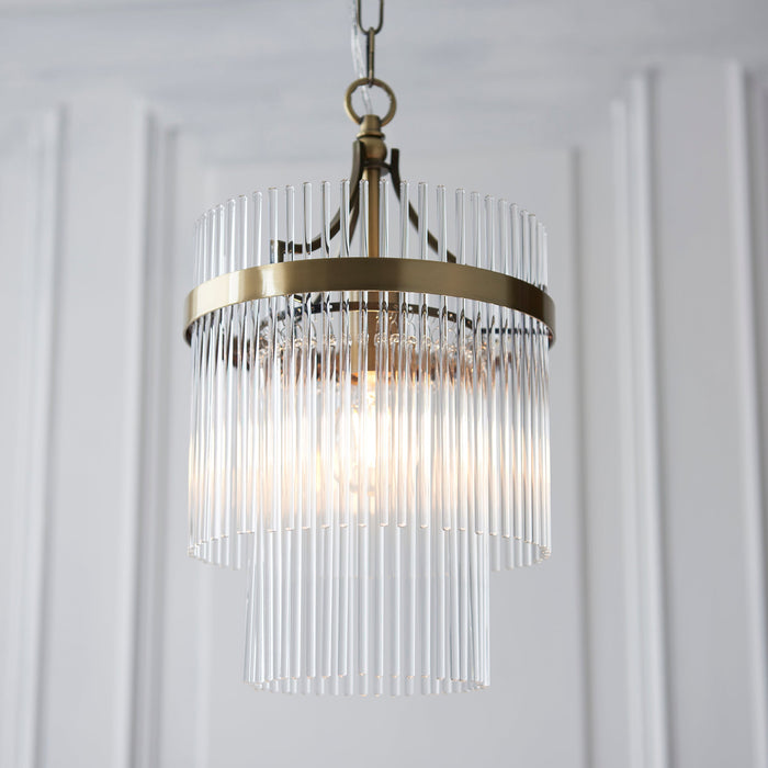Hanging Ceiling Pendant Light - Antique brass plate & clear glass - 10W LED E27