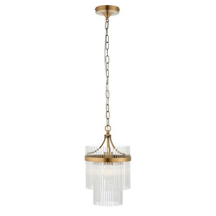 2 PACK Hanging Ceiling Pendant Light - Antique brass plate & clear glass - 10W LED E27