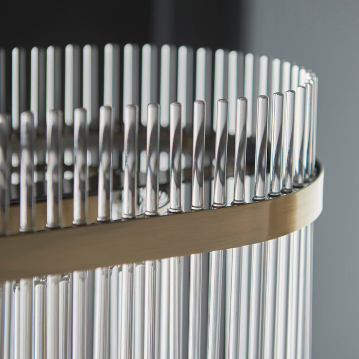 2 PACK Hanging Ceiling Pendant Light - Antique brass plate & clear glass - 4 x 6W LED E14