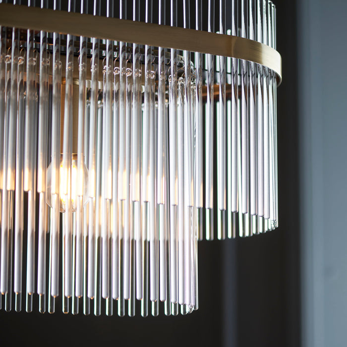 Hanging Ceiling Pendant Light - Antique brass plate & clear glass - 4 x 6W LED E14