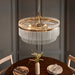 Hanging Ceiling Pendant Light - Antique brass plate & clear glass - 7 x 7W LED E14