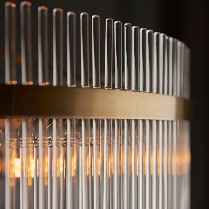 2 PACK Hanging Ceiling Pendant Light - Antique brass plate & clear glass - 7 x 7W LED E14