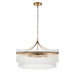 Hanging Ceiling Pendant Light - Antique brass plate & clear glass - 7 x 7W LED E14