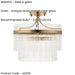 Semi Flush Ceiling Light - Brushed aged brass plate & white glass
