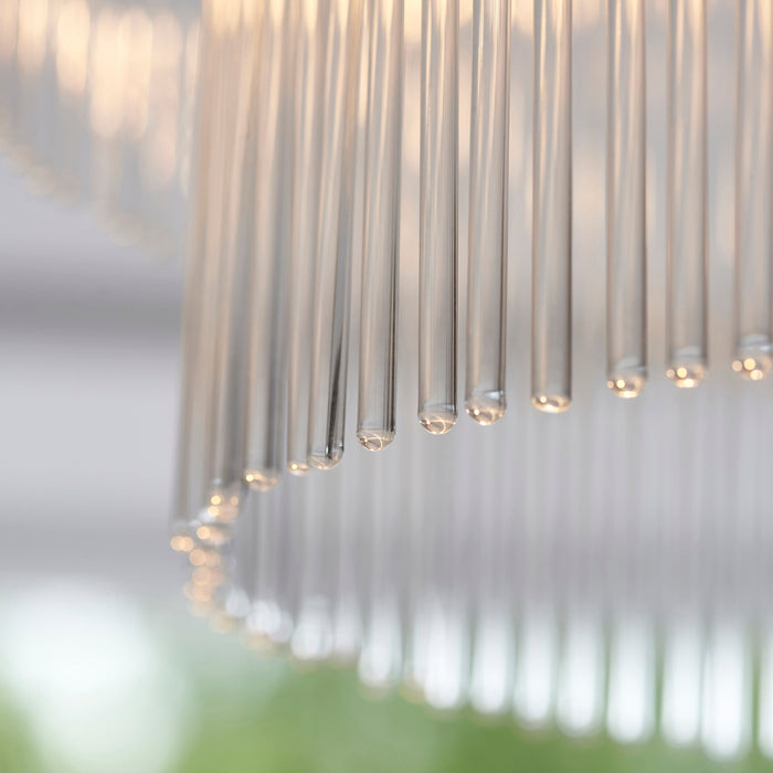 Semi Flush Ceiling Light - Brushed aged brass plate & white glass