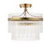 2 PACK Semi Flush Ceiling Light - Brushed aged brass plate & white glass