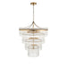 Hanging Ceiling Pendant Light - Antique brass plate & clear glass - 16 x 6W LED E14