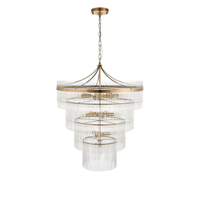 Hanging Ceiling Pendant Light - Antique brass plate & clear glass - 16 x 6W LED E14