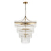 Hanging Ceiling Pendant Light - Antique brass plate & clear glass - 16 x 6W LED E14