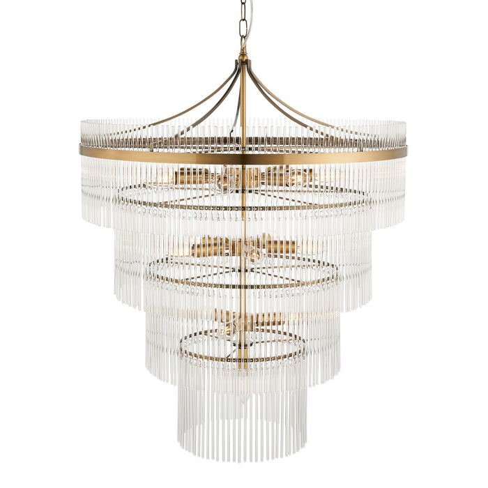 Hanging Ceiling Pendant Light - Antique brass plate & clear glass - 16 x 6W LED E14