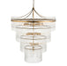 Hanging Ceiling Pendant Light - Antique brass plate & clear glass - 16 x 6W LED E14