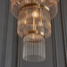 Hanging Ceiling Pendant Light - Antique brass plate & clear glass - 21 x 6W LED E14