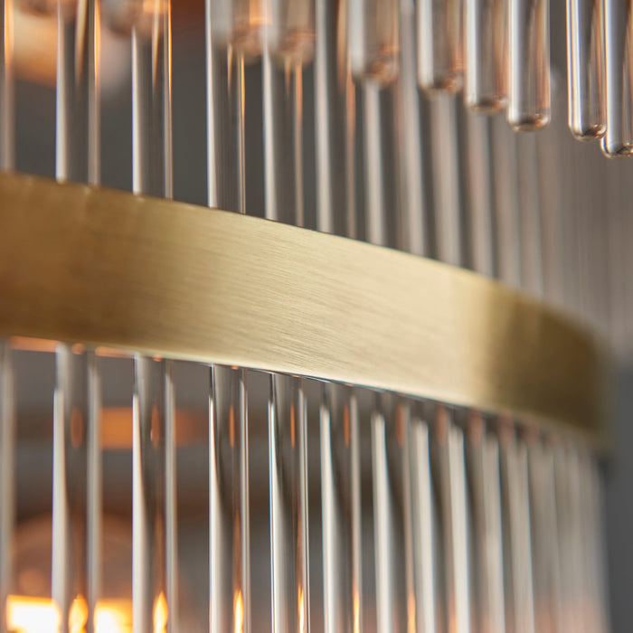 Hanging Ceiling Pendant Light - Antique brass plate & clear glass - 21 x 6W LED E14