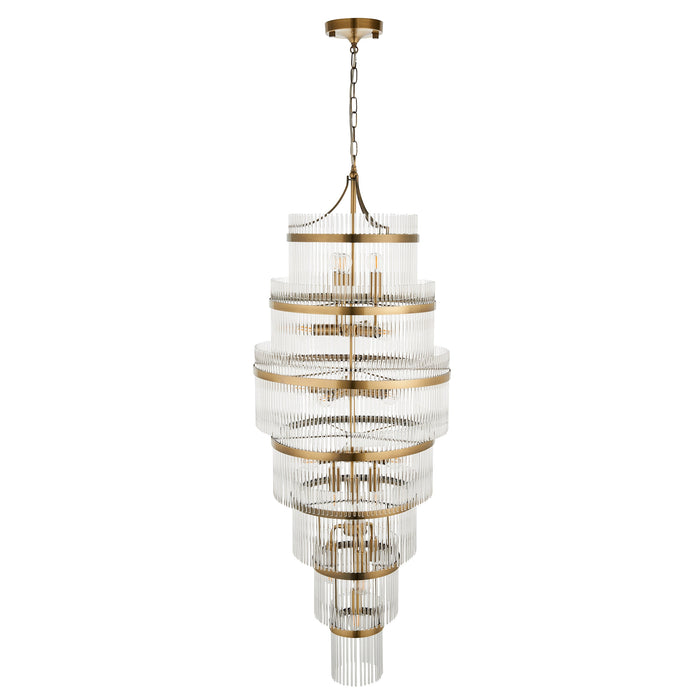 Hanging Ceiling Pendant Light - Antique brass plate & clear glass - 21 x 6W LED E14