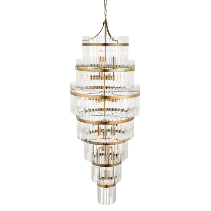 Hanging Ceiling Pendant Light - Antique brass plate & clear glass - 21 x 6W LED E14