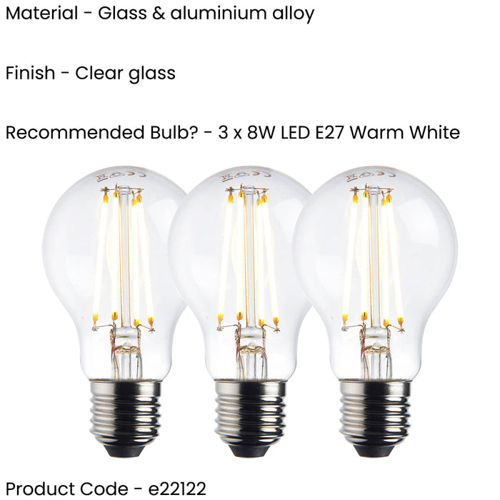 2 PACK 3 PACK 8W Dimmable E27 GLS LED Light Bulb - Warm White 2700K 1050 Lumens