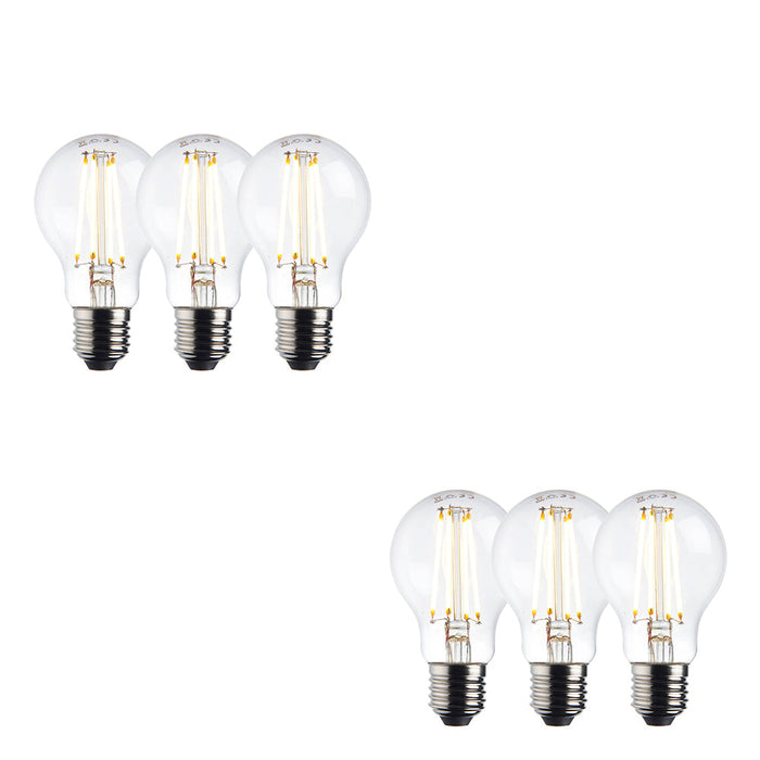 2 PACK 3 PACK 8W Dimmable E27 GLS LED Light Bulb - Warm White 2700K 1050 Lumens