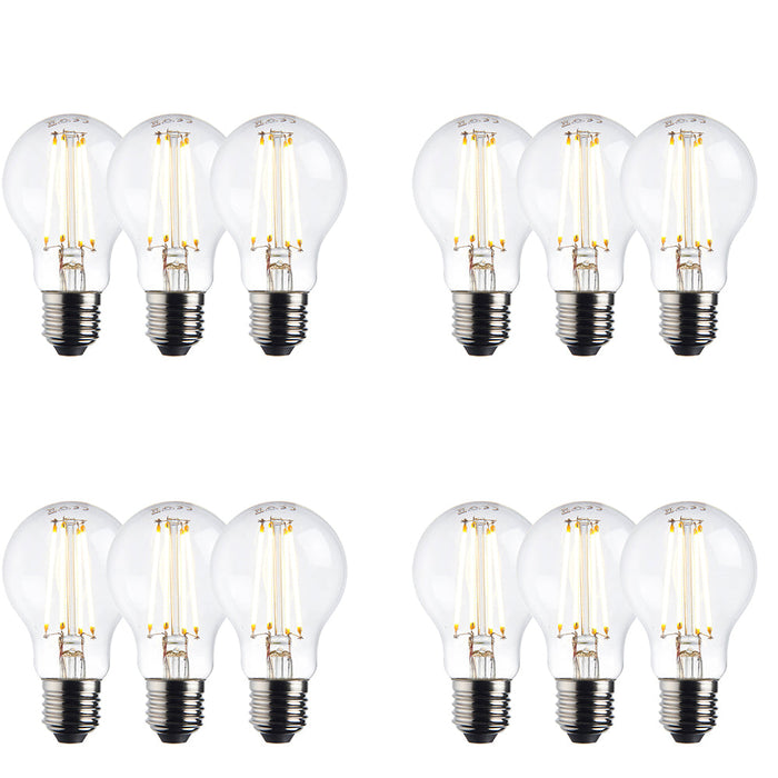 4 PACK 3 PACK 8W Dimmable E27 GLS LED Light Bulb - Warm White 2700K 1050 Lumens