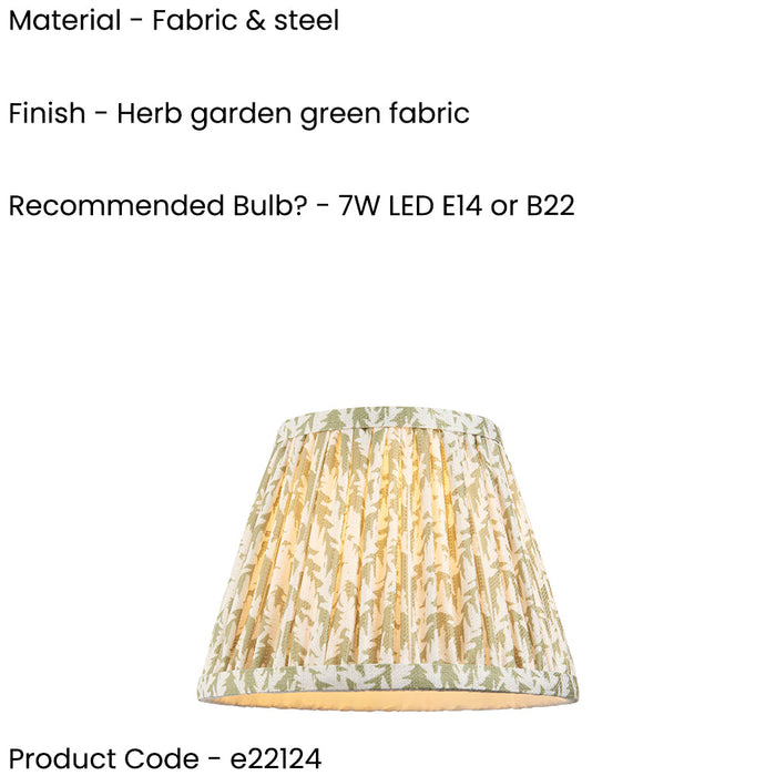 2 PACK 20cm Tapered cylinder Lamp Shade - Herb green fabric - Pleated Leaf Handcrafted Light