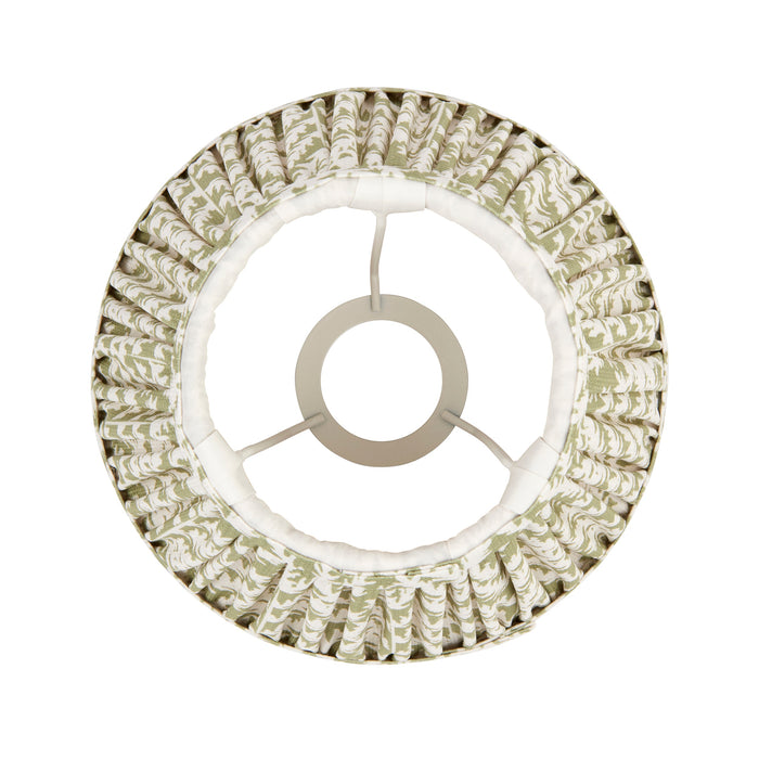 20cm Tapered cylinder Lamp Shade - Herb green fabric - Pleated Leaf Handcrafted Light