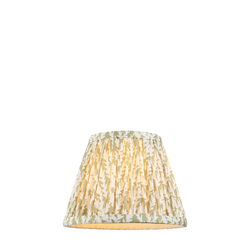 20cm Tapered cylinder Lamp Shade - Herb green fabric - Pleated Leaf Handcrafted Light