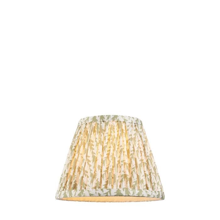 20cm Tapered cylinder Lamp Shade - Herb green fabric - Pleated Leaf Handcrafted Light