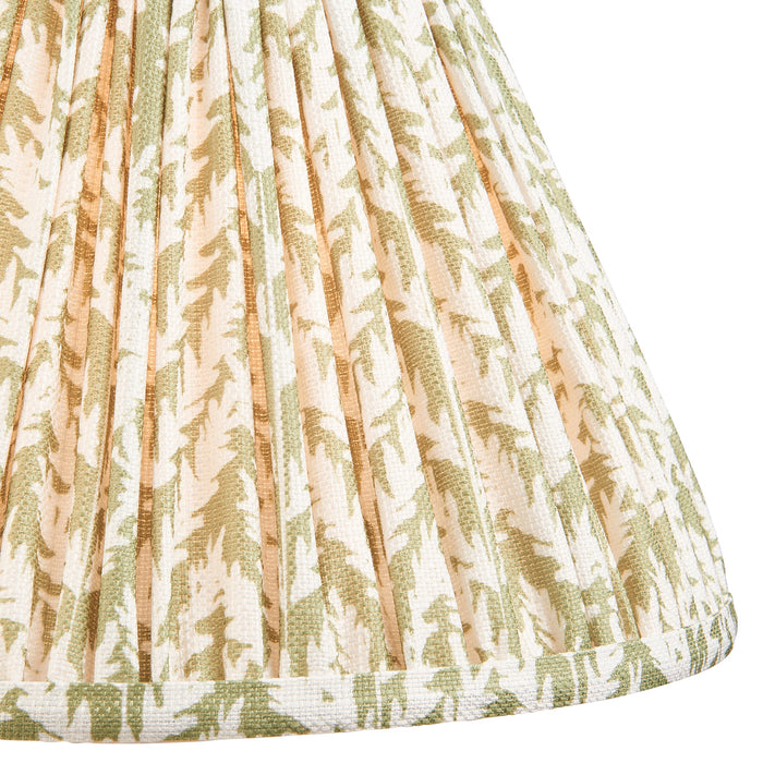 30cm Tapered cylinder Lamp Shade - Herb green fabric - Pleated Leaf Handcrafted Light