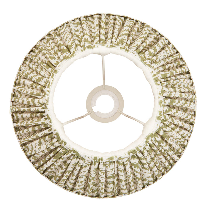 30cm Tapered cylinder Lamp Shade - Herb green fabric - Pleated Leaf Handcrafted Light