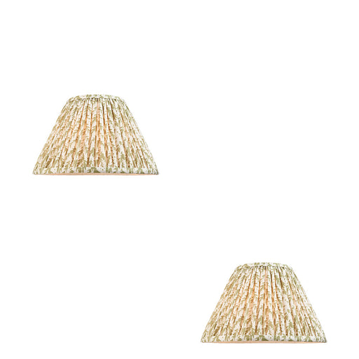 2 PACK 30cm Tapered cylinder Lamp Shade - Herb green fabric - Pleated Leaf Handcrafted Light