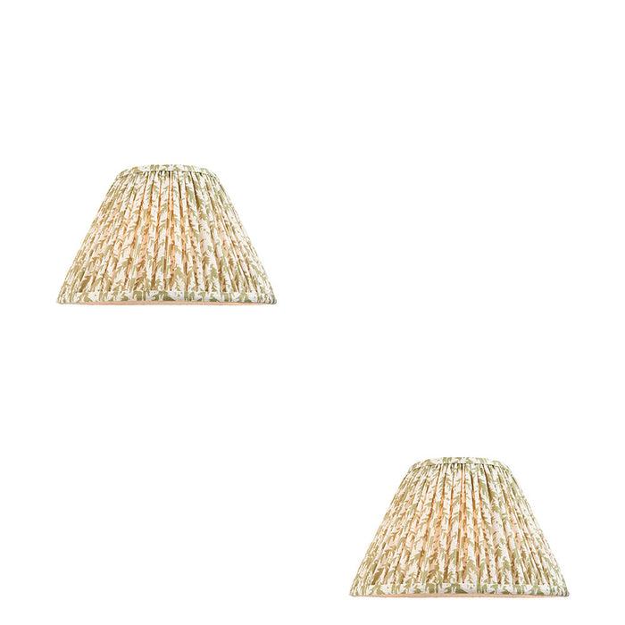 2 PACK 30cm Tapered cylinder Lamp Shade - Herb green fabric - Pleated Leaf Handcrafted Light