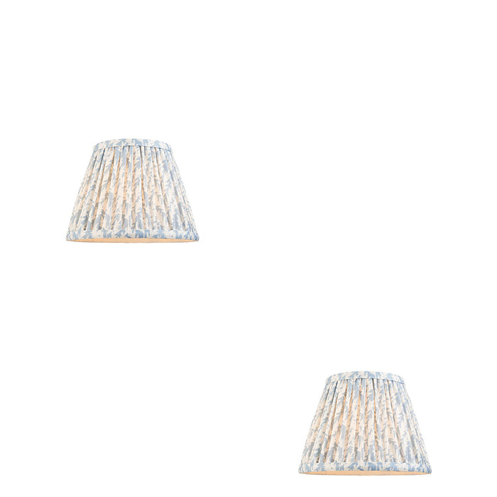2 PACK 20cm Tapered cylinder Lamp Shade - Shell bay blue fabric - Pleated Leaf Handcrafted Light
