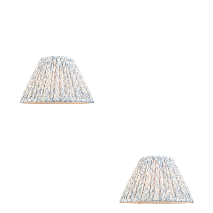 2 PACK 30cm Tapered cylinder Lamp Shade - Shell bay blue fabric - Pleated Leaf Handcrafted Light