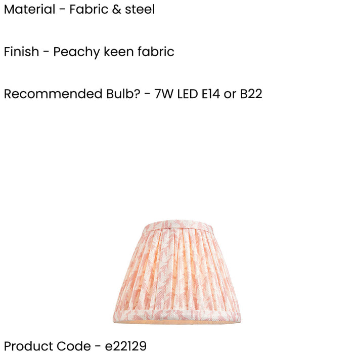 2 PACK 16cm Tapered cylinder Lamp Shade - Peachy Pink fabric - Pleated Leaf Handcrafted Light