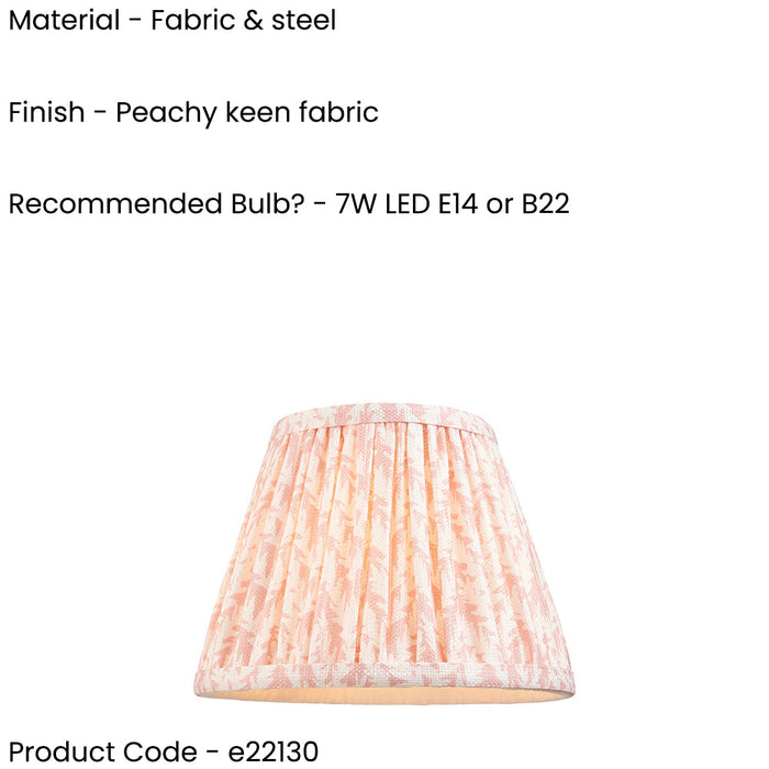 2 PACK 20cm Tapered cylinder Lamp Shade - Peachy Pink fabric - Pleated Leaf Handcrafted Light