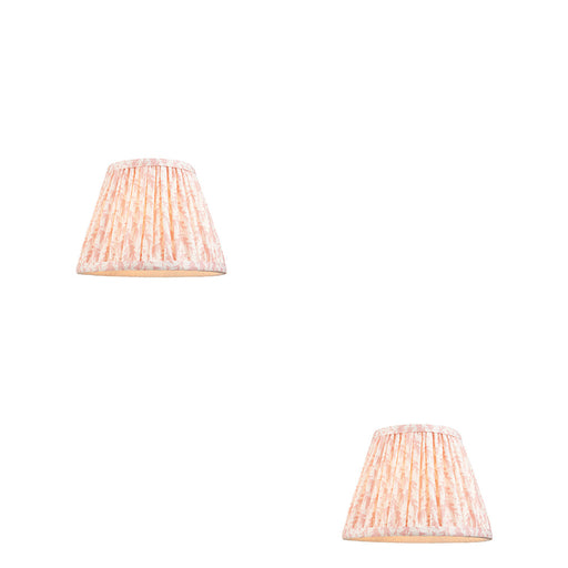 2 PACK 20cm Tapered cylinder Lamp Shade - Peachy Pink fabric - Pleated Leaf Handcrafted Light
