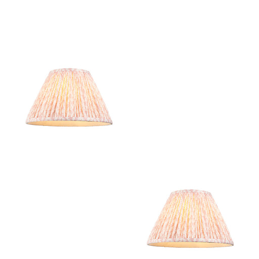 2 PACK 30cm Tapered cylinder Lamp Shade - Peachy Pink fabric - Pleated Leaf Handcrafted Light