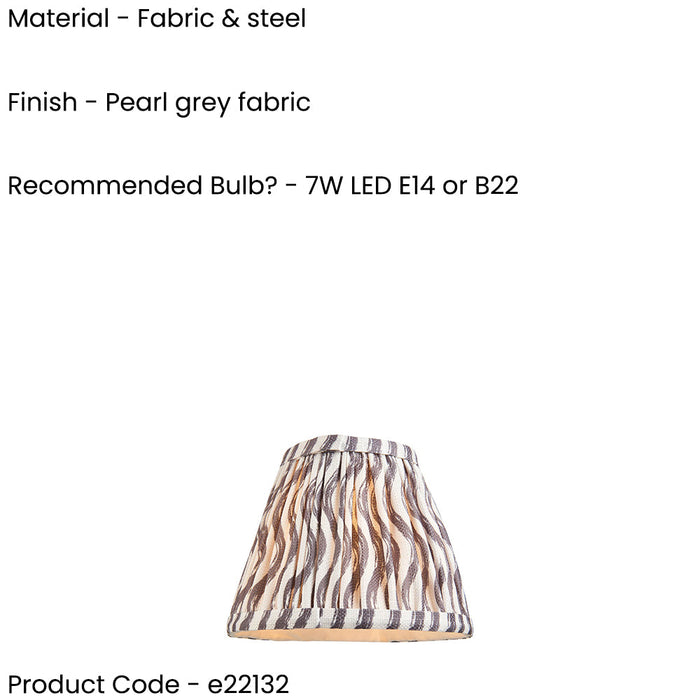 2 PACK 16cm Tapered cylinder Lamp Shade - Pearl grey fabric - Pleated Wave Handcrafted Light