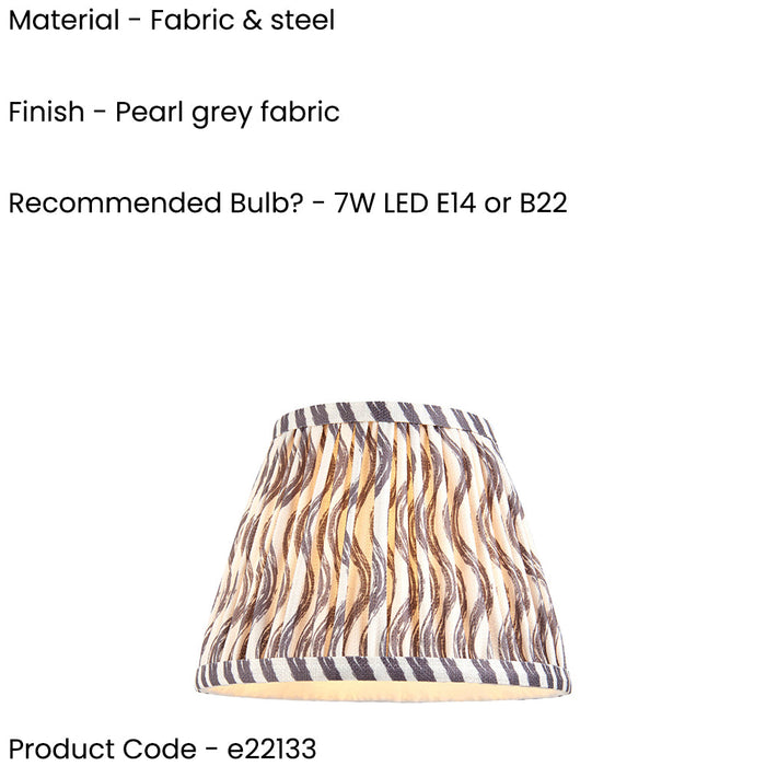 2 PACK 20cm Tapered cylinder Lamp Shade - Pearl grey fabric - Pleated Wave Handcrafted Light