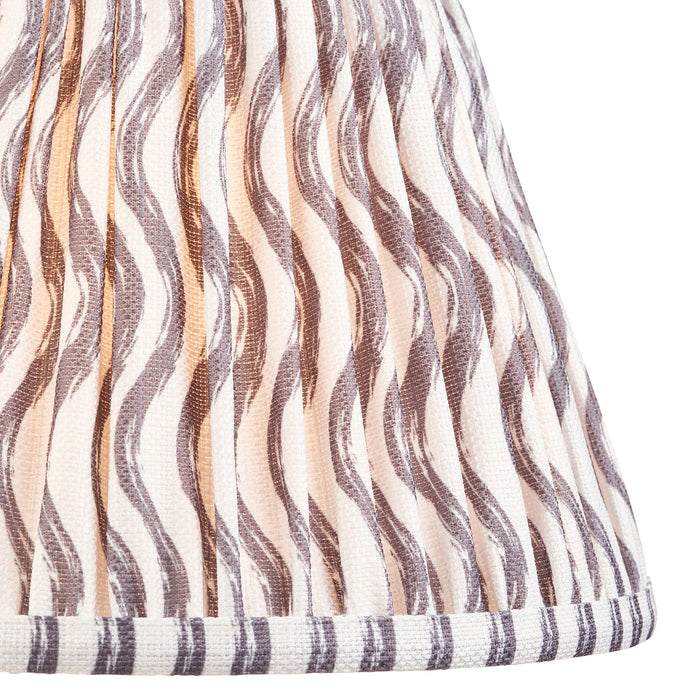 25cm Tapered cylinder Lamp Shade - Pearl grey fabric - Pleated Wave Handcrafted Light