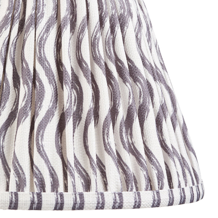 2 PACK 25cm Tapered cylinder Lamp Shade - Pearl grey fabric - Pleated Wave Handcrafted Light