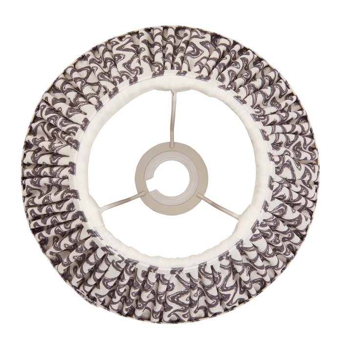 25cm Tapered cylinder Lamp Shade - Pearl grey fabric - Pleated Wave Handcrafted Light
