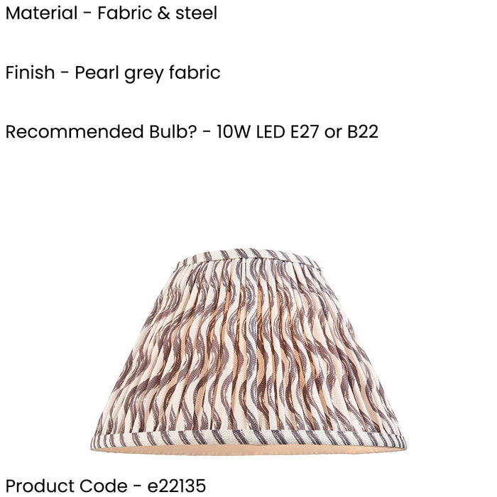 2 PACK 30cm Tapered cylinder Lamp Shade - Pearl grey fabric - Pleated Wave Handcrafted Light