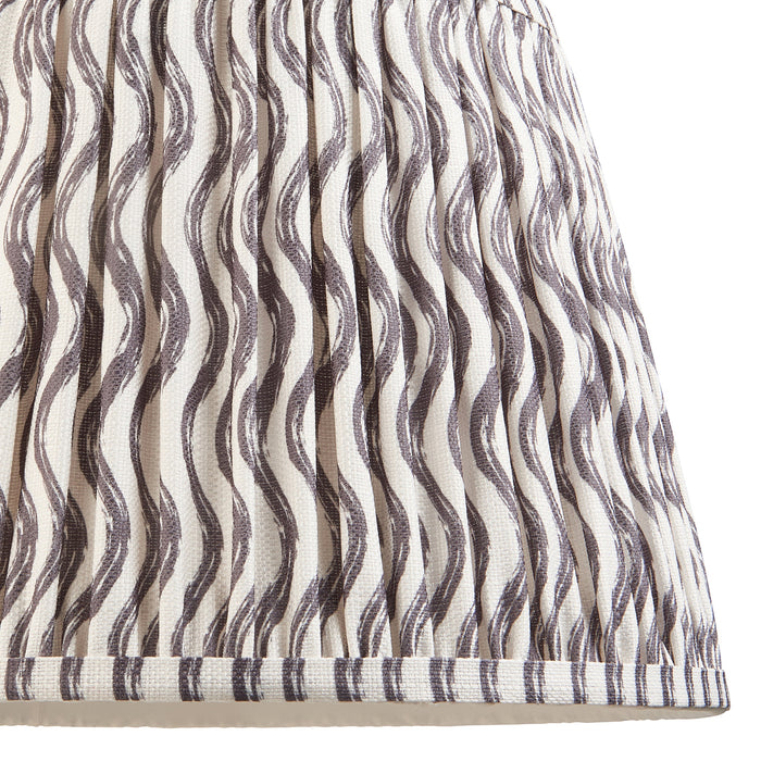 2 PACK 35cm Tapered cylinder Lamp Shade - Pearl grey fabric - Pleated Wave Handcrafted Light