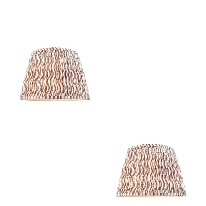 2 PACK 35cm Tapered cylinder Lamp Shade - Pearl grey fabric - Pleated Wave Handcrafted Light