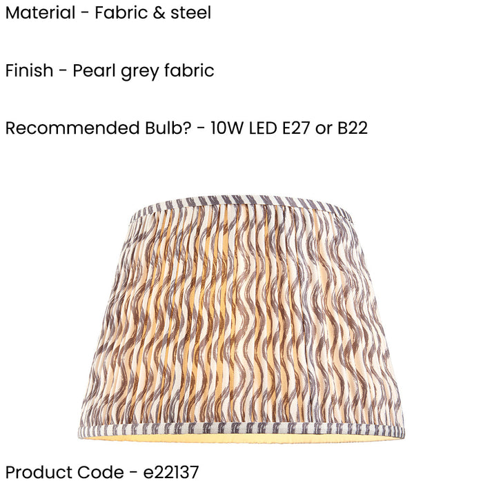 2 PACK 40cm Tapered cylinder Lamp Shade - Pearl grey fabric - Pleated Wave Handcrafted Light