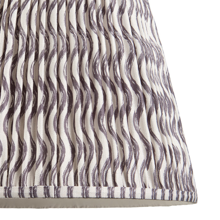 40cm Tapered cylinder Lamp Shade - Pearl grey fabric - Pleated Wave Handcrafted Light