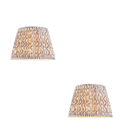 2 PACK 40cm Tapered cylinder Lamp Shade - Pearl grey fabric - Pleated Wave Handcrafted Light