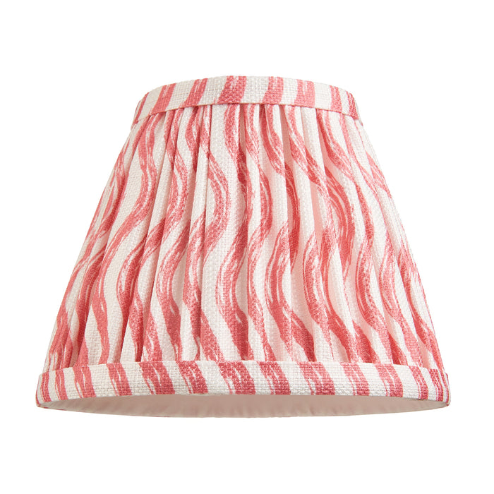 16cm Tapered cylinder Lamp Shade - Coral pink fabric - Pleated Wave Handcrafted Light