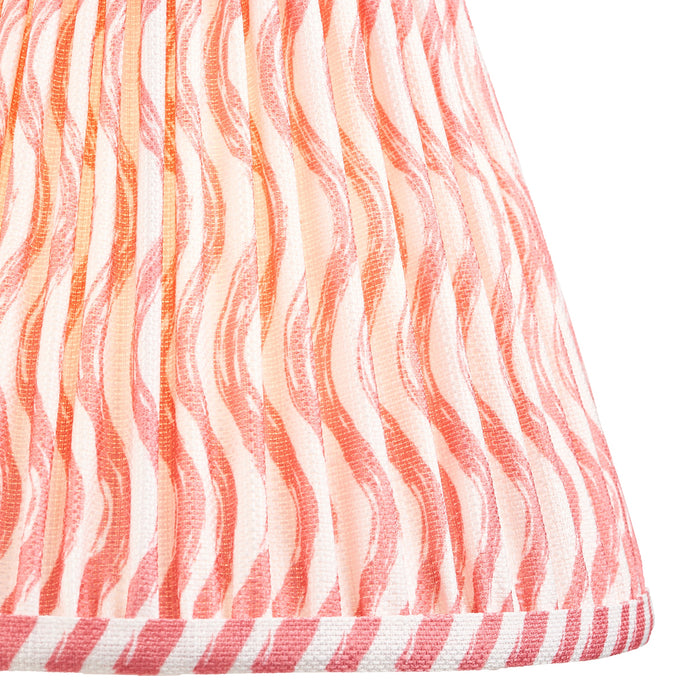 25cm Tapered cylinder Lamp Shade - Coral pink fabric - Pleated Wave Handcrafted Light